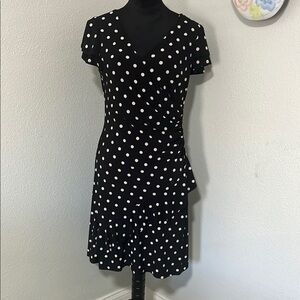 Lauren Ralph Lauren Black and White Flutter Sleeve Wrap Dress